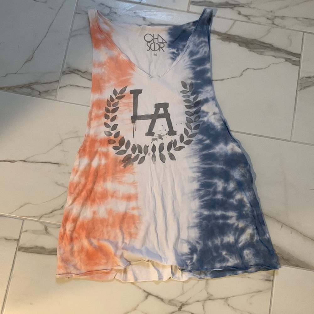 CHASER LA Wreath Tie-Dye Tank Top, size Medium